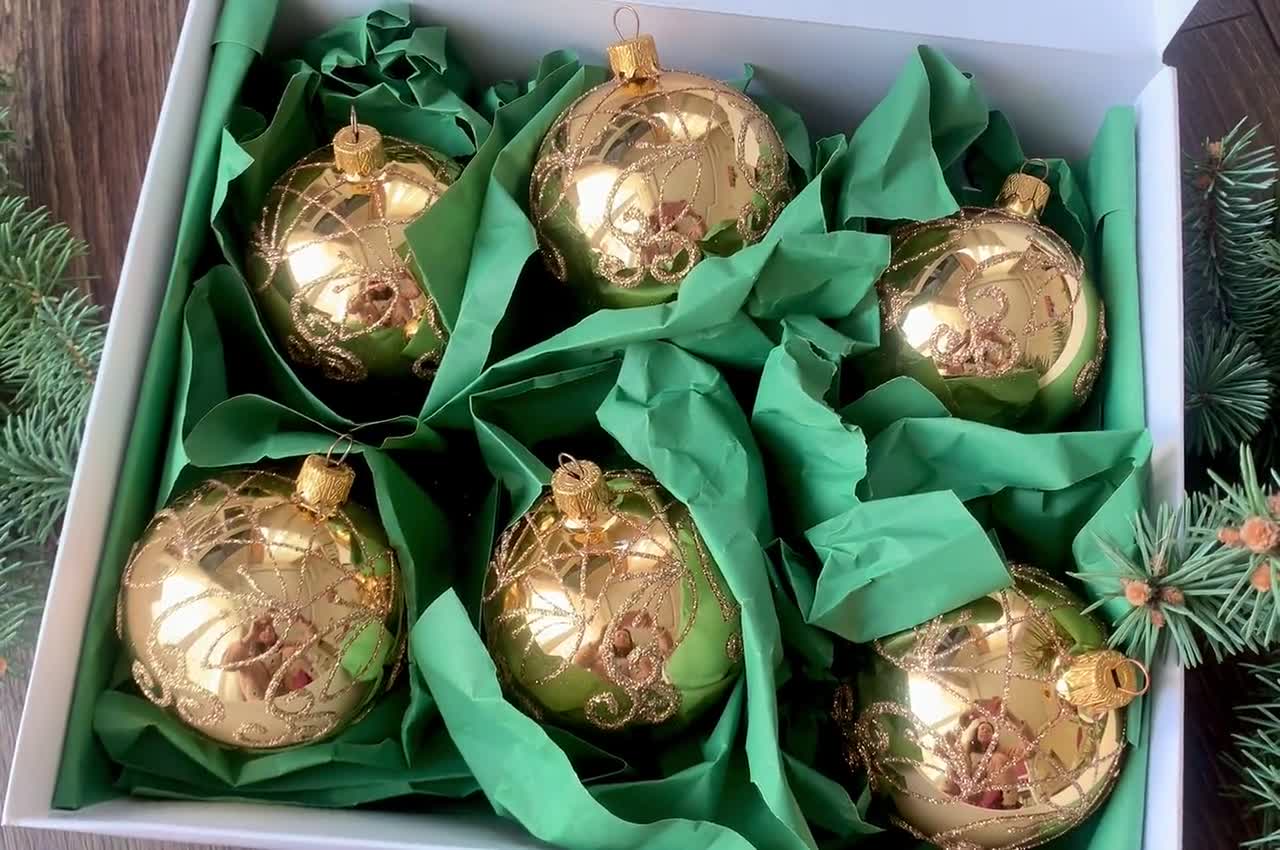 STP Goods Golden Ball Christmas Tree Ornament Set of 6 - Glass