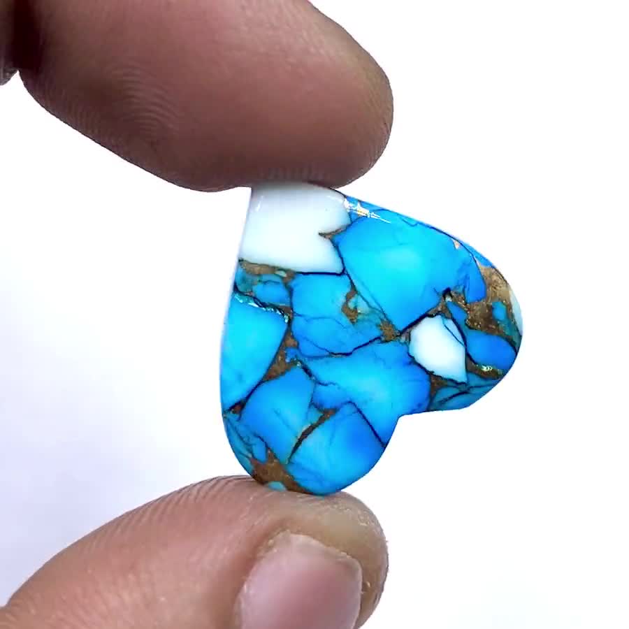 Ice Blue Dahlia Composite Turquoise, Kingman Turquoise, Handmade