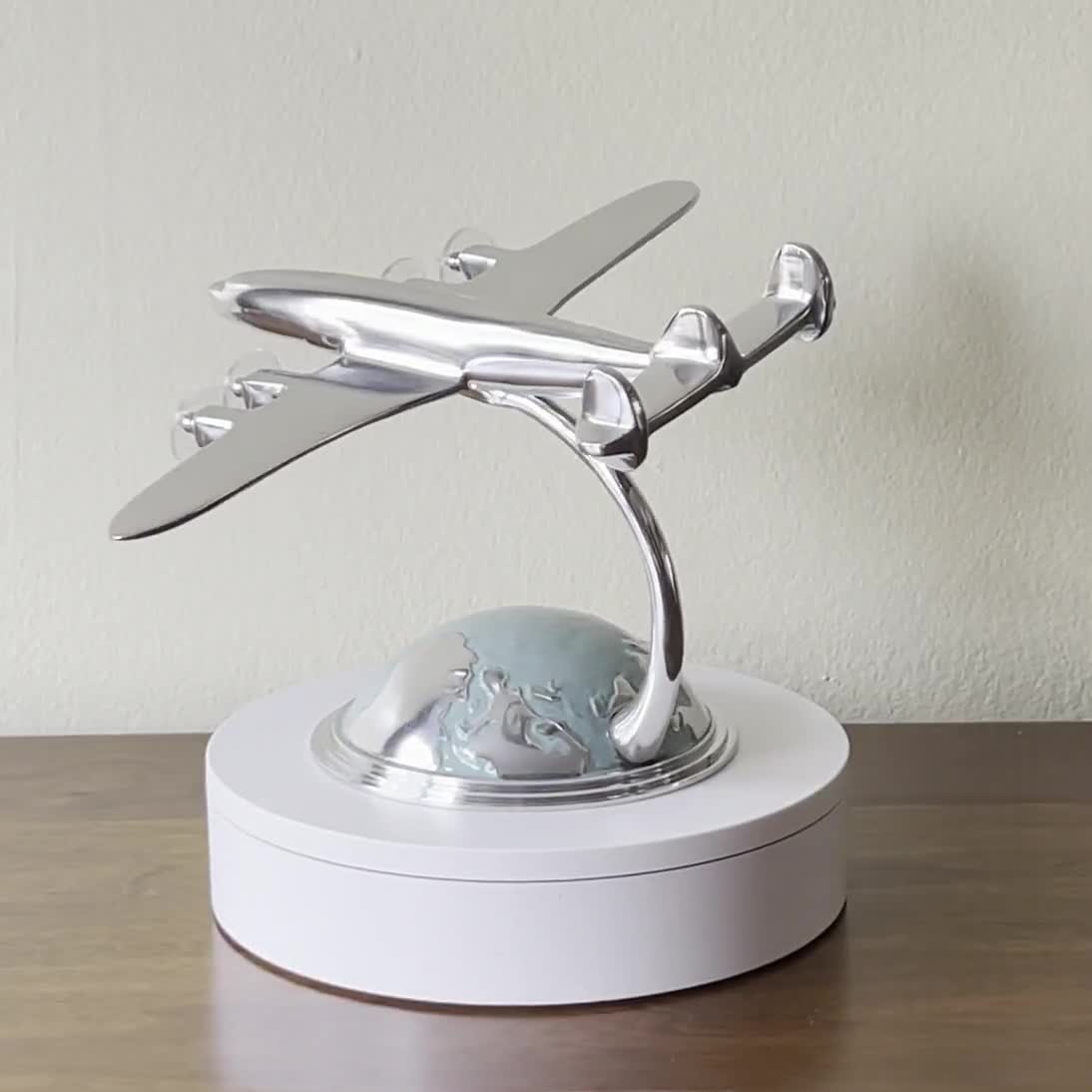 AIRPLANE Desk Paperweight Decor Statue Brass & Marble from BECK Aviation  Vintage 