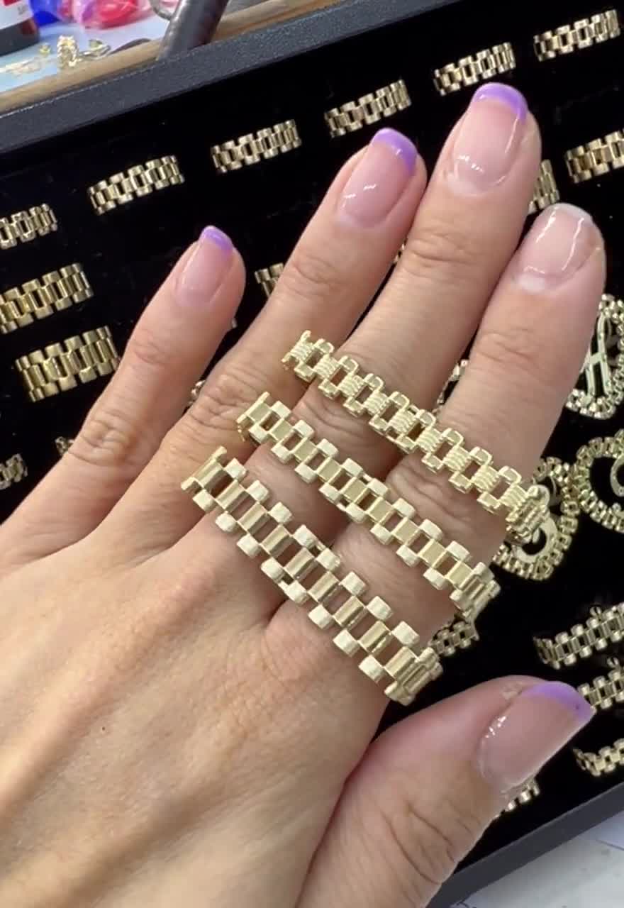 JINAO Hip Hop US Dollar Sign Rings 18K Gold Plated Iced Out