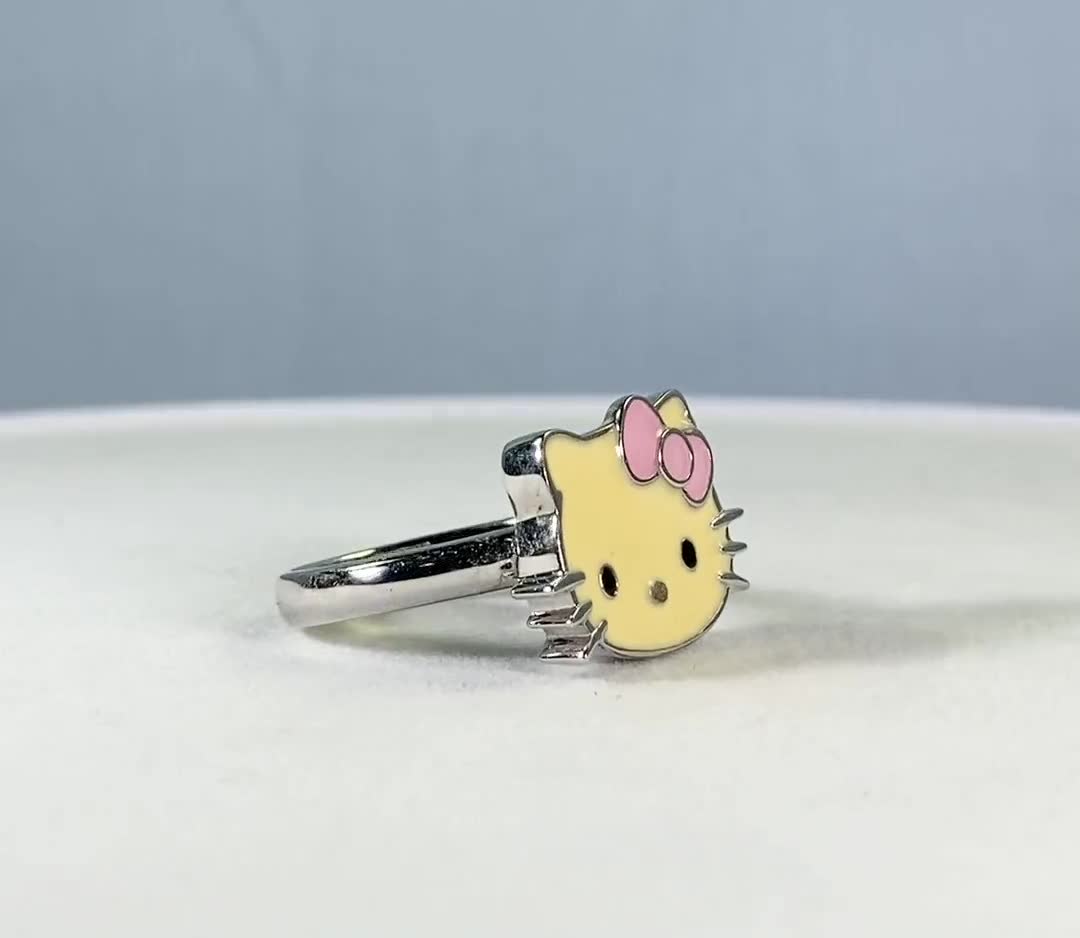 6.1g STERLING HELLO KITTY Ring Size 7-1/4 Vintage 925 Silver