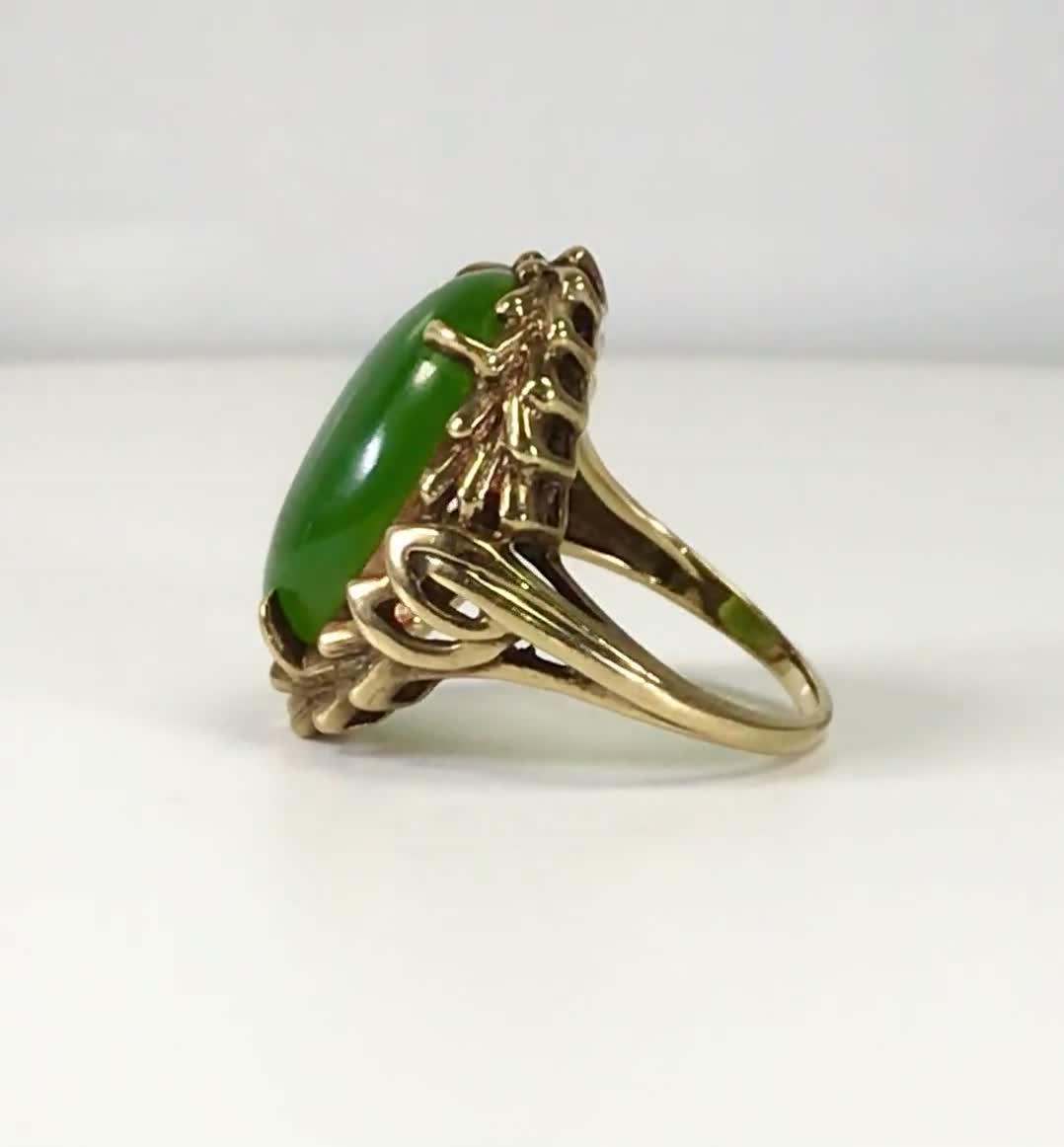 6g 10K JADE Ring Size 5-vintage 10kt 417 Au Solid Yellow - Etsy Canada