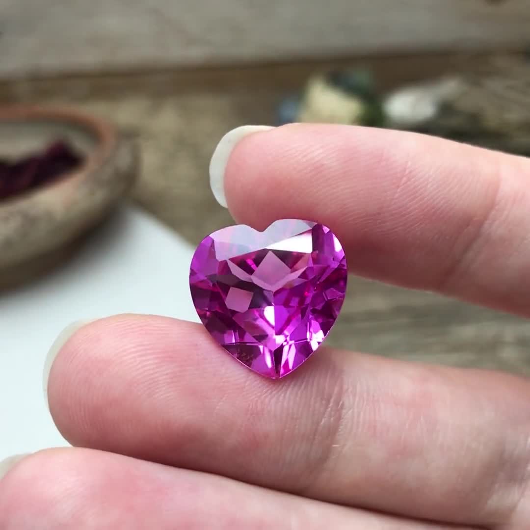 Pink Sapphire Heart Cut in Grade GEM | Chatham Lab Stone