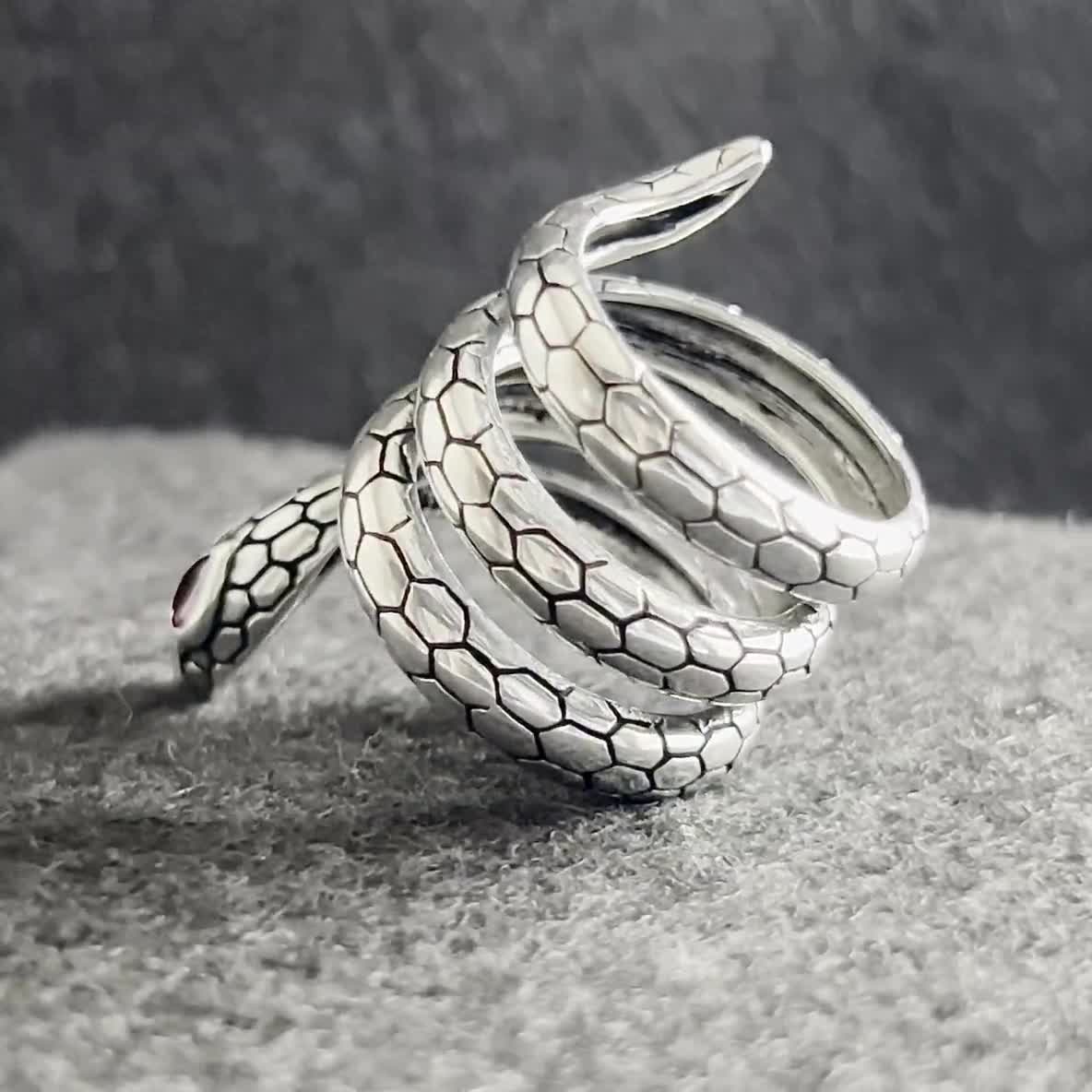 Katshdan Gothic Snake Hand Ring voor Vrouwen Zilveren