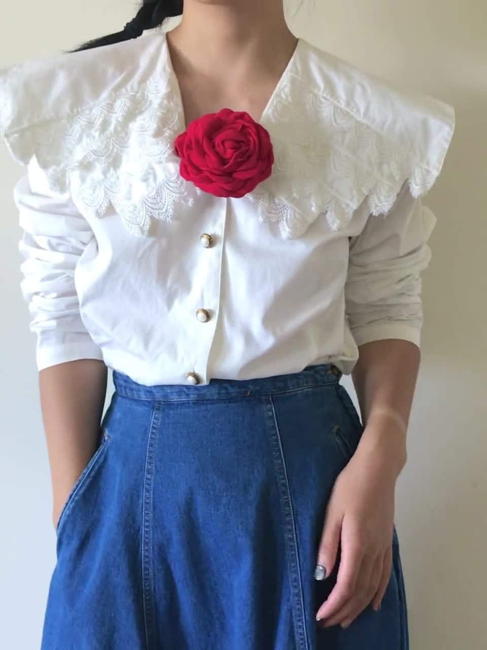 Vintage Blouse White Vintage Shirt Vintage Top Cotton Lace Vintage Blouse White Vintage Shirt Vintage Top Cotton Lace