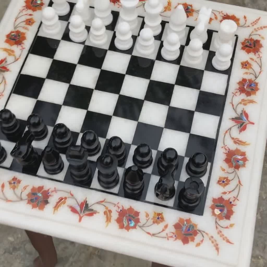 チェステーブルマーブルインレイチェスボードハンドメイドマーブルチェスセット