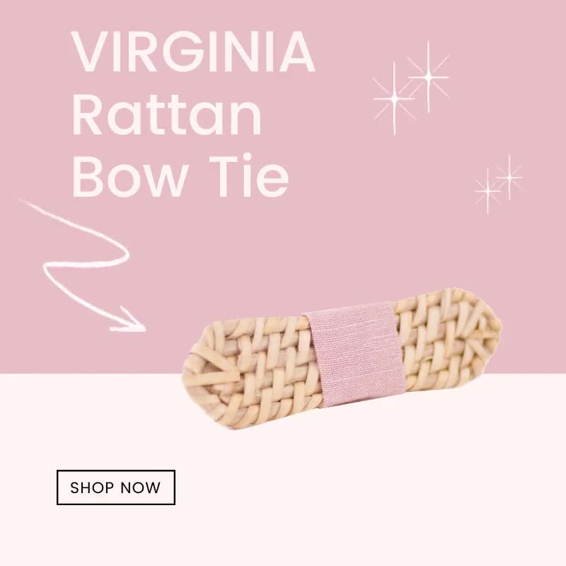 VIRGINIA Rattan selling Woven Wicker Pink Bow Tie