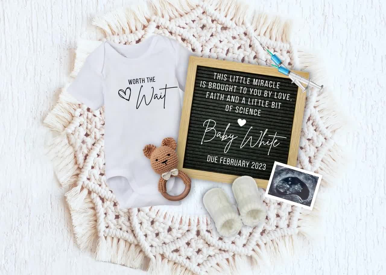 IVF Pregnancy Announcement Digital, Editable Boho Pregnancy Reveal, Baby  Reveal Template, Worth the Wait, Little Miracle Pregnancy Flat Lay 