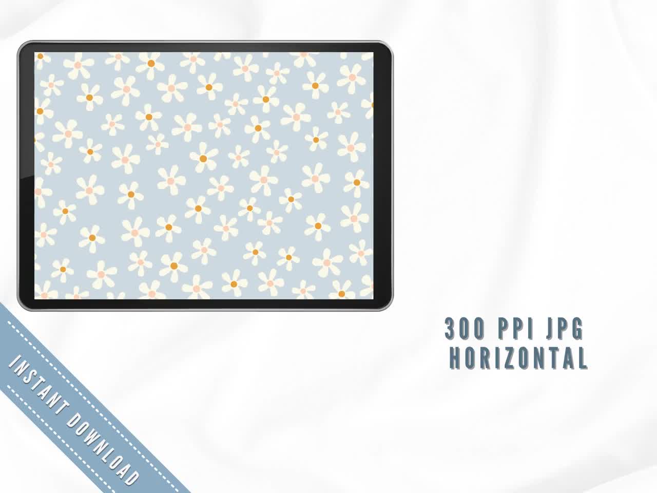 Daisy IPad Wallpaper Aesthetic, Cute Blue IPad Wallpaper Background, Floral  Tablet Wallpaper, Minimal Ipad Wallpaper