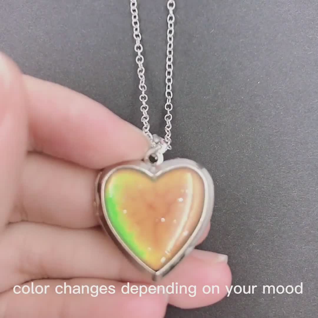 Heart Mood Locket Necklace Kid Locket Color Changing Temperature Sensing Mood  Necklace Stainless Steel Love Shape Photo Pendant Birthday Valentines Gift  Girls in Dubai - UAE | Whizz Pendants