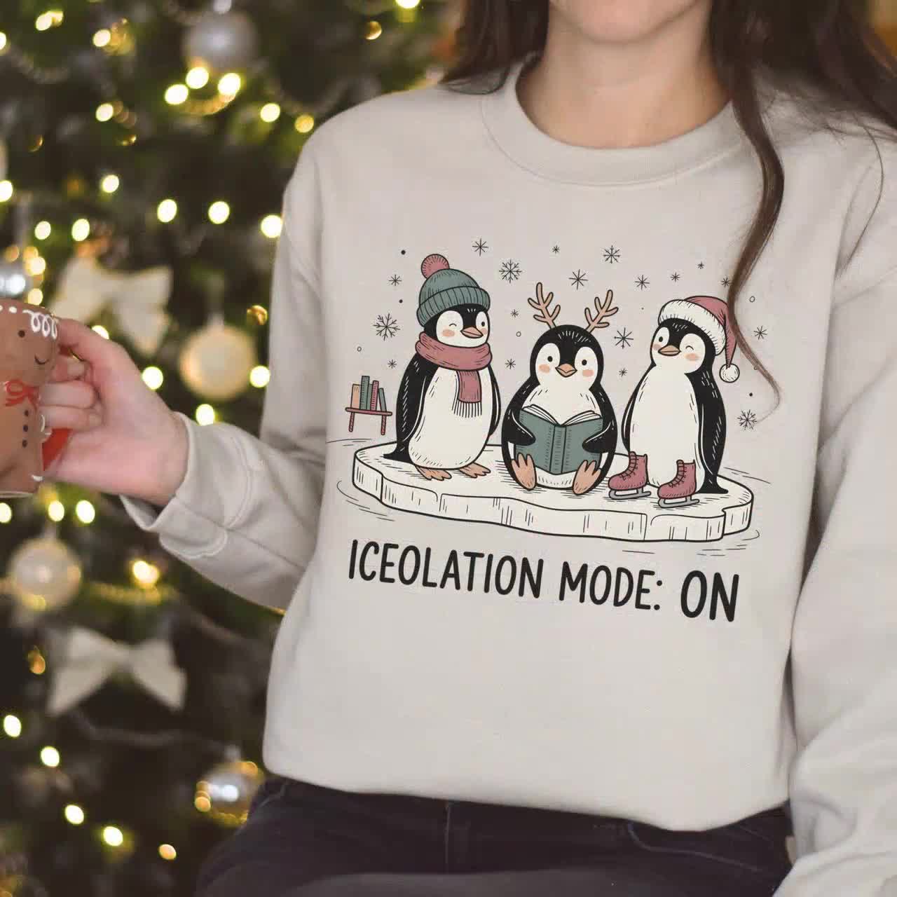 Funny Penguin Christmas Sweatshirt, Introvert Reader Humor Sweater