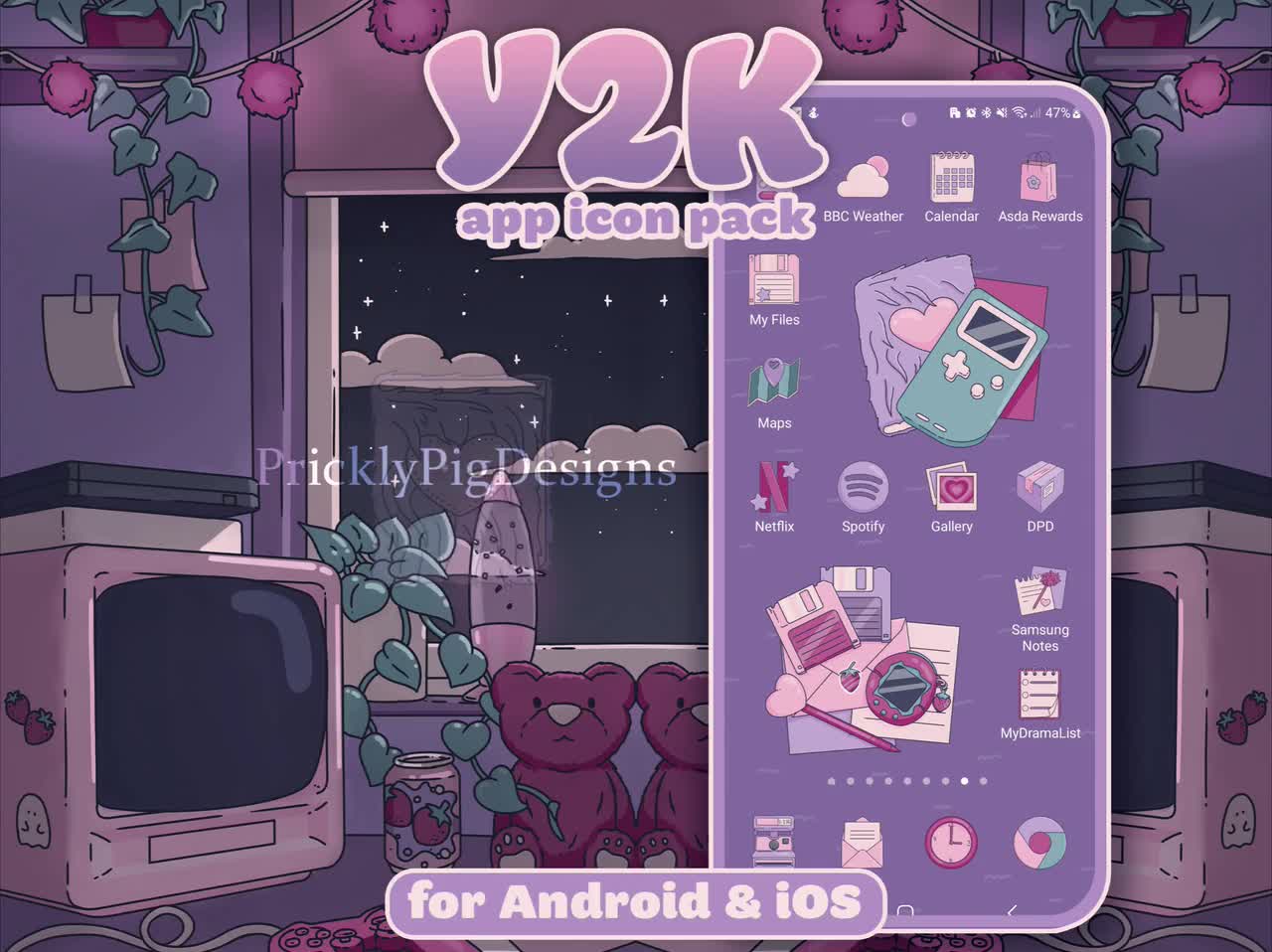 Y2K Aesthetic Icon Pack for Ios, Android & Tablet Wallpapers