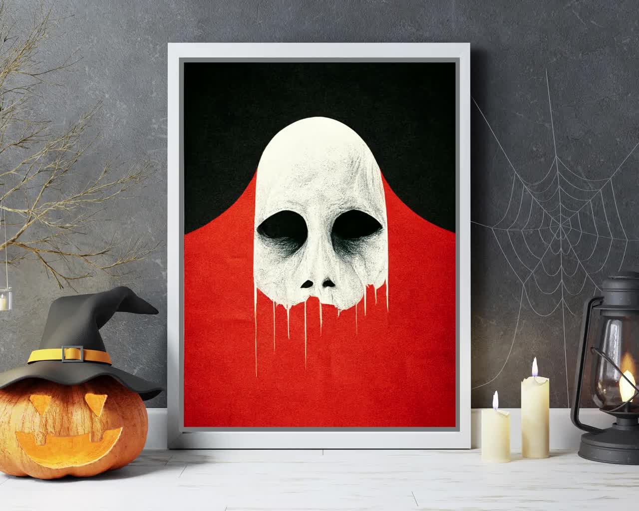 Scary Face / Horror / Digital painting / digital art / Halloween / 5x7 art  print