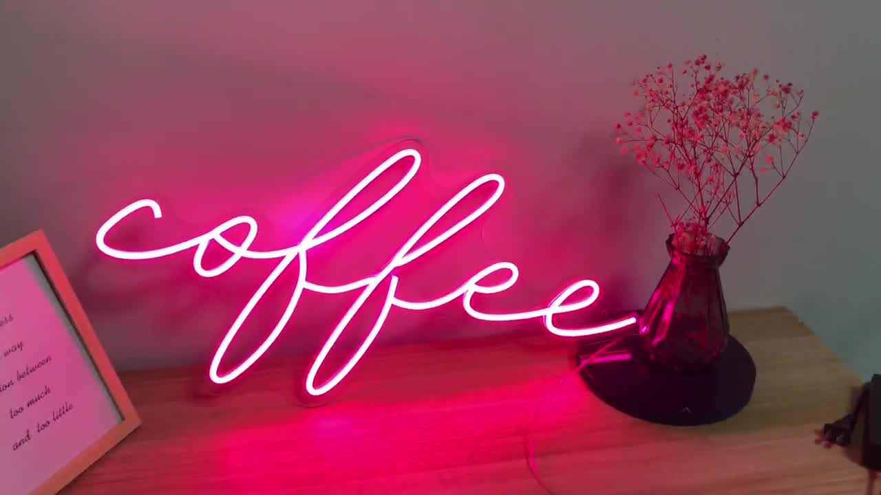 Coffee Shop Neon Sign Acrylic Flex Led Custom Pink Light Wall Decor Shop  Sign Ins 