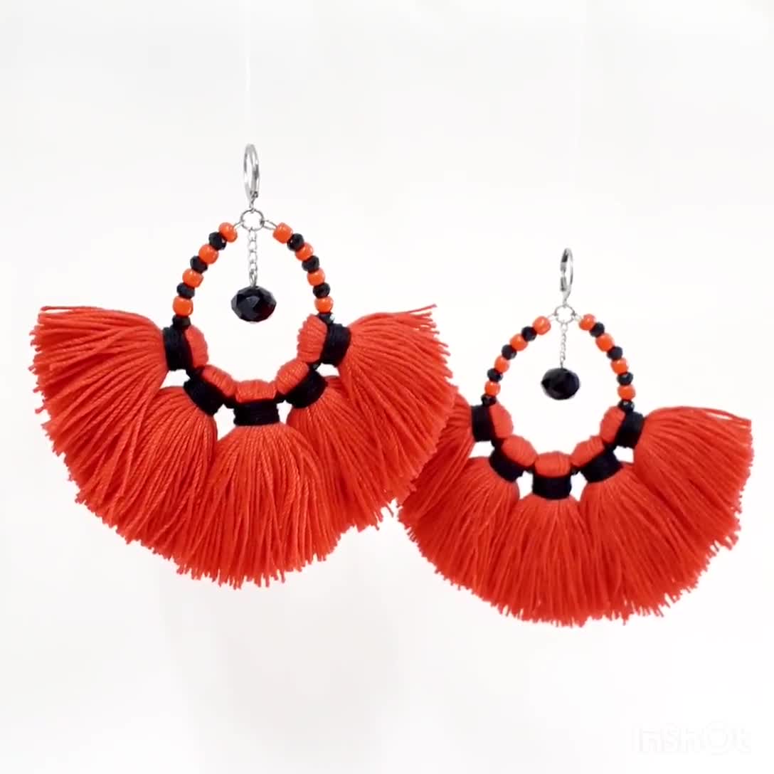 Paparazzi red 2025 tassel earrings