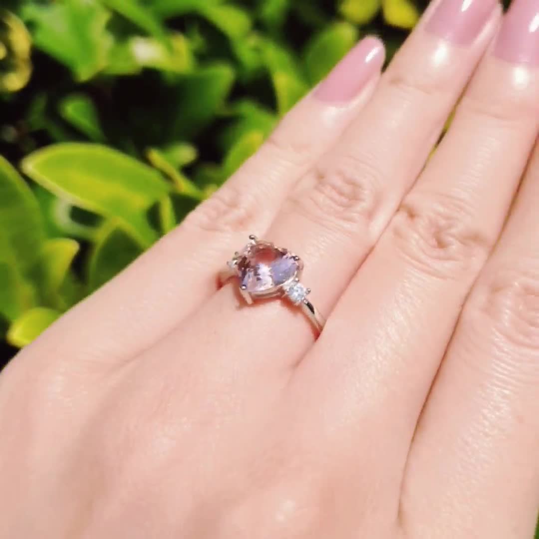 Pink morganite heart on sale ring