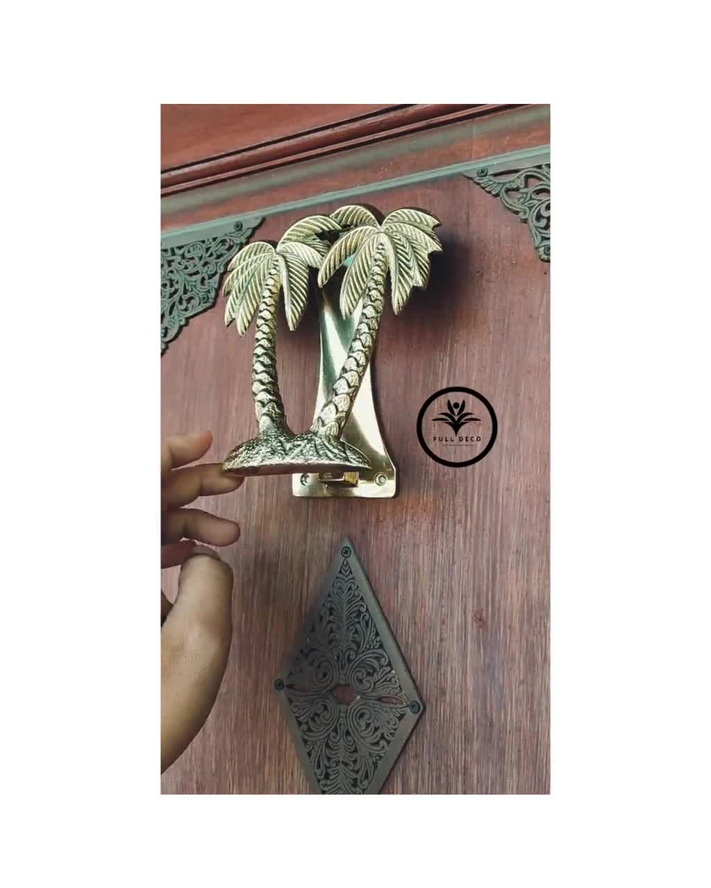 Brass Large Twin Palm Tree Door Knocker 