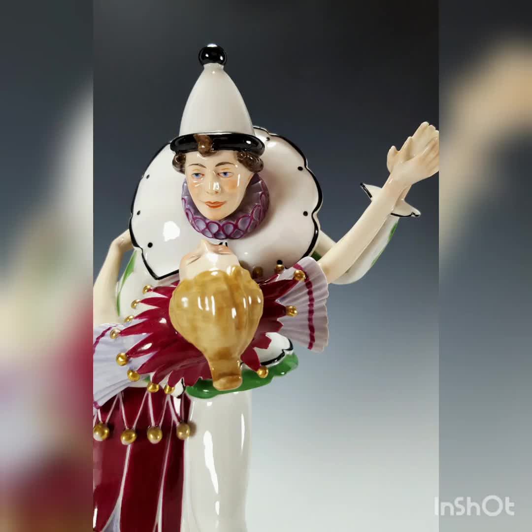 Carl Teichert Meissen Pierrot and Pierrette German Porcelain