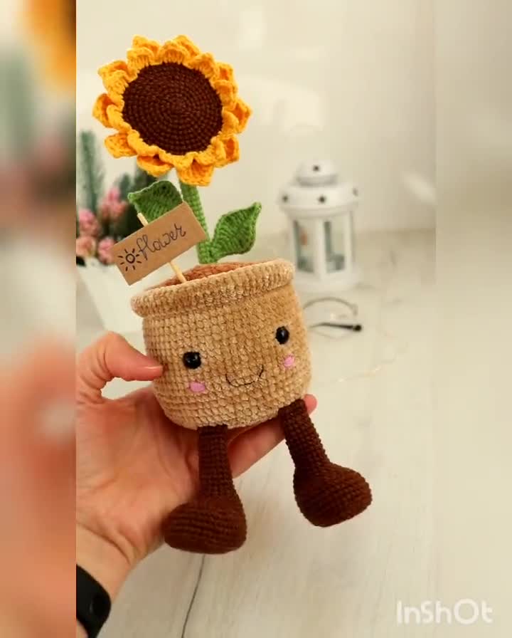 かぎ針編みの鉢植えのひまわりのパターン | あみぐるみ | ひまわりの