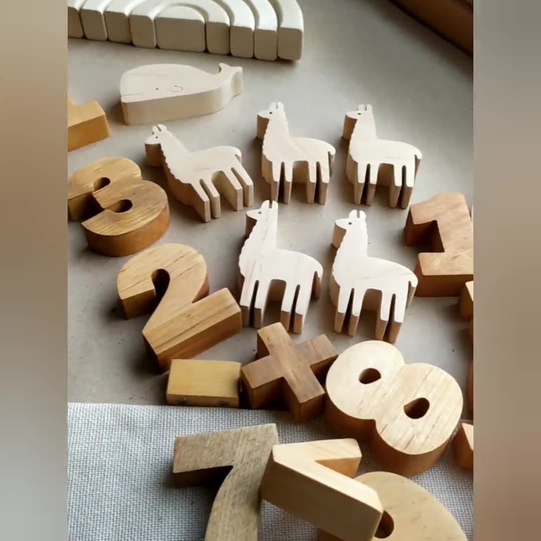 16 Pcs Magnetic Wooden Numbers and Math Signs, Learning Toy Mathematic,  Magnet Numbers, Wooden Counting Set, Large Wooden Number, Homeschool 