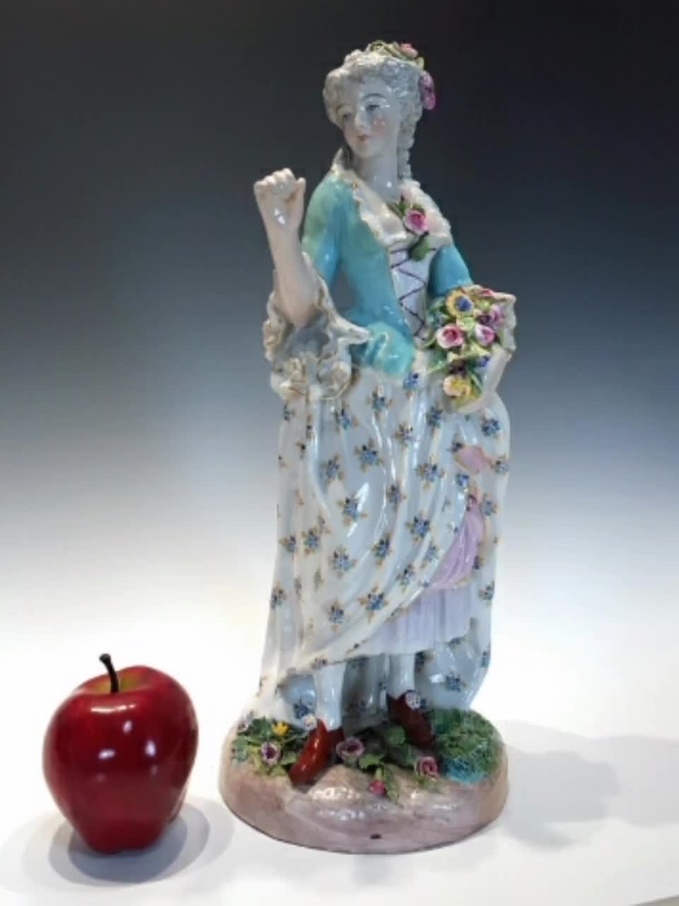 18th C Limbach Porcelain Woman Figurine Spring Allegory, Hand