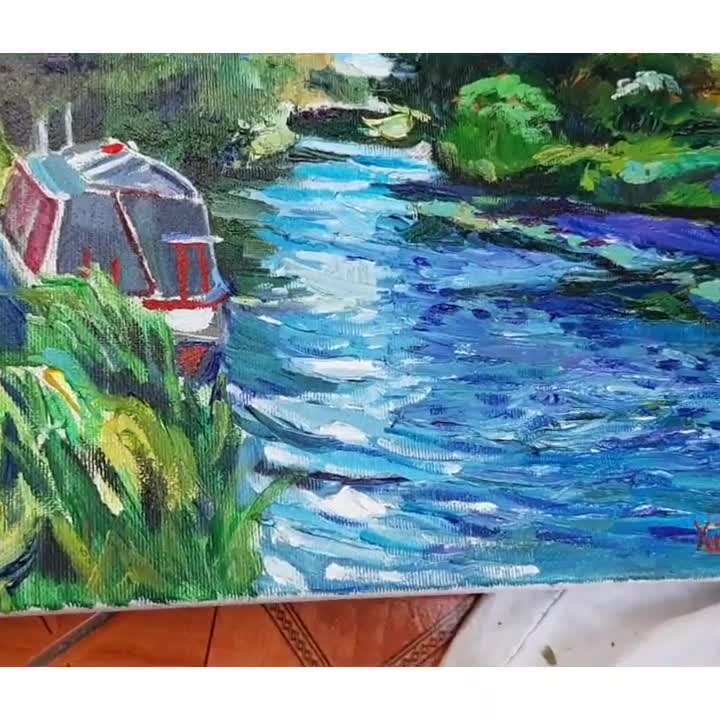 Diy Acrylic Painting Kit Villages And River In Van Gogh - Temu