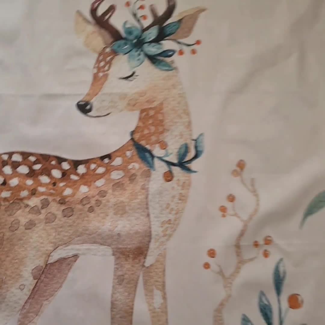 UniqueFabricPanels 30x39 inch Snow Cute Deer Fabric Panel, Quilting Panel,  Baby Quilt Panel, Cotton Baby Panel, Blanket Panel, Bedding Panels
