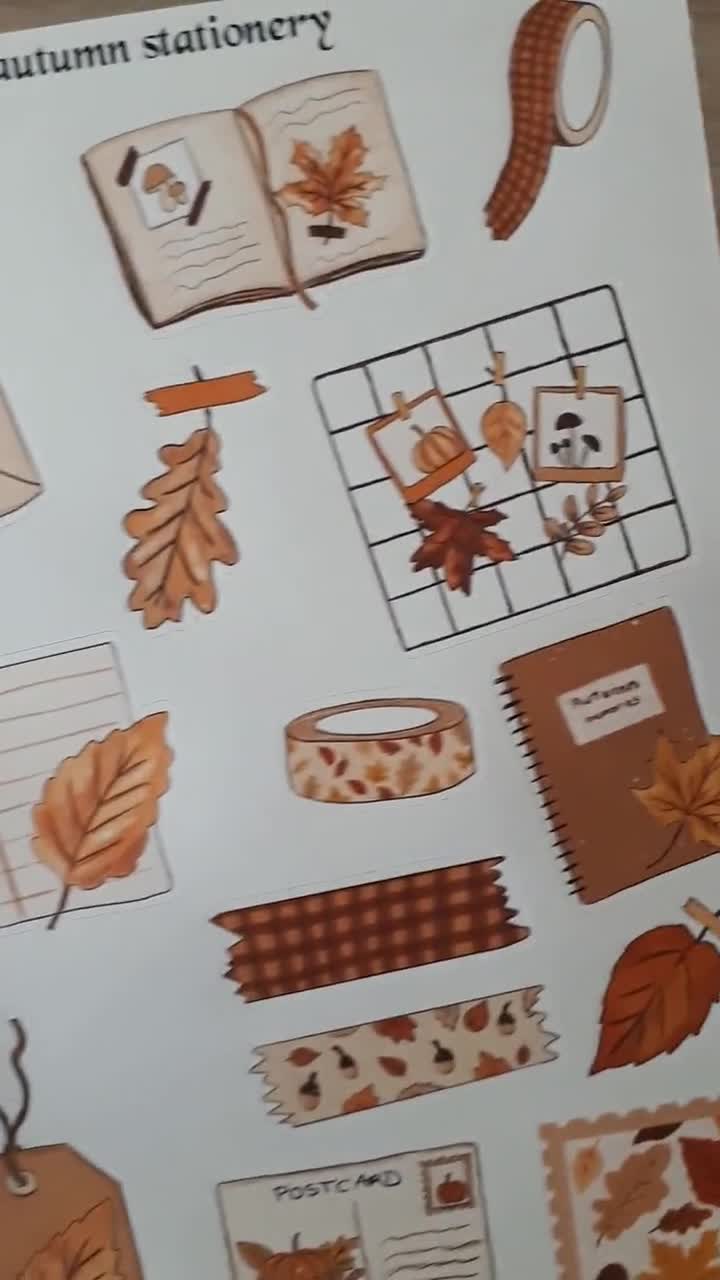 Autumn Stationery Sticker Sheet, Bullet Journal Sticker, Autumn Bujo  Stickers, Decorative Sticker, Journaling Sticker 