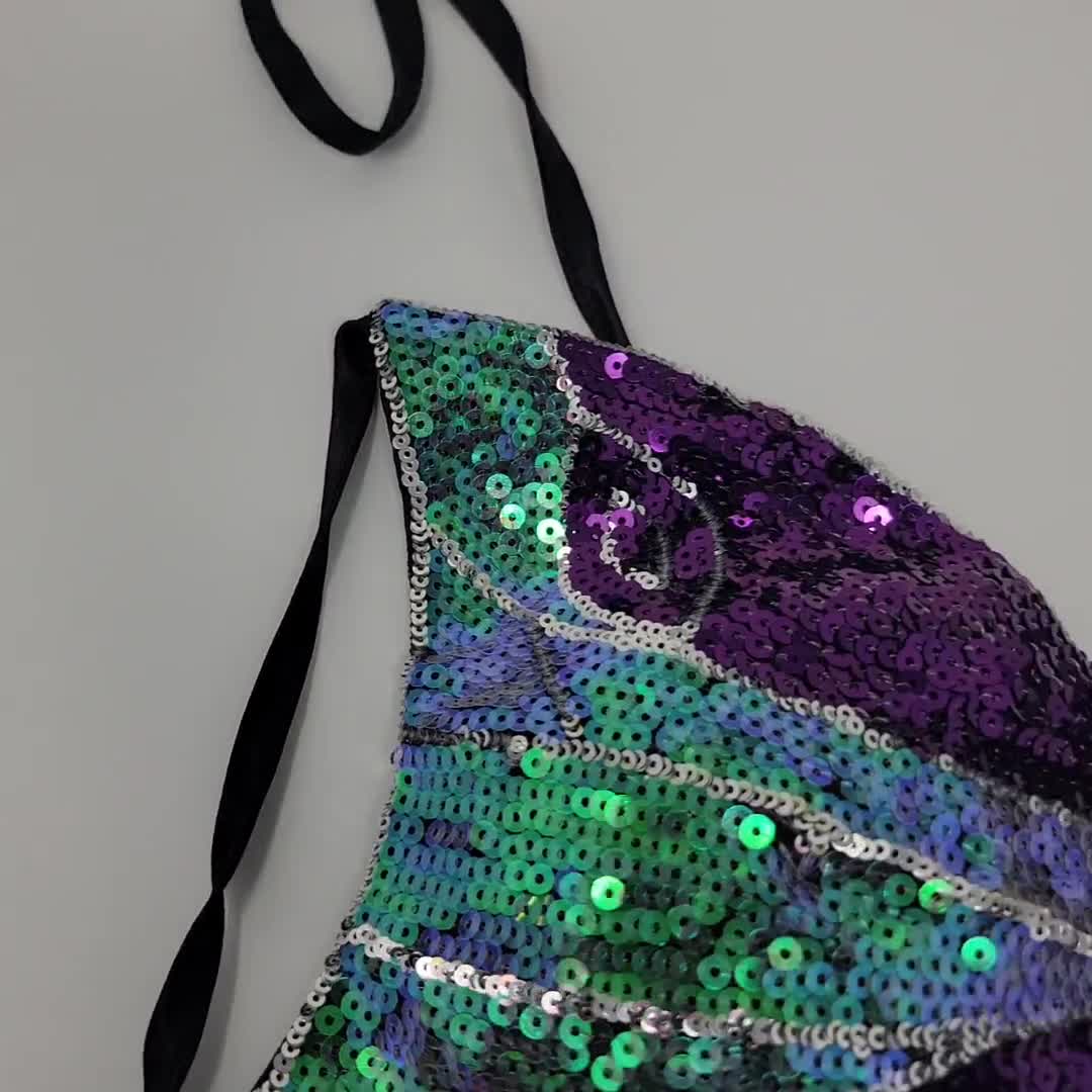 Y2K Butterfly Sequin Top,purple Summer Top,festival Top, Sexy Sequin  Bralette,party Top Gift for Her. Belly Dance Butterfly Bandage Tank Top 