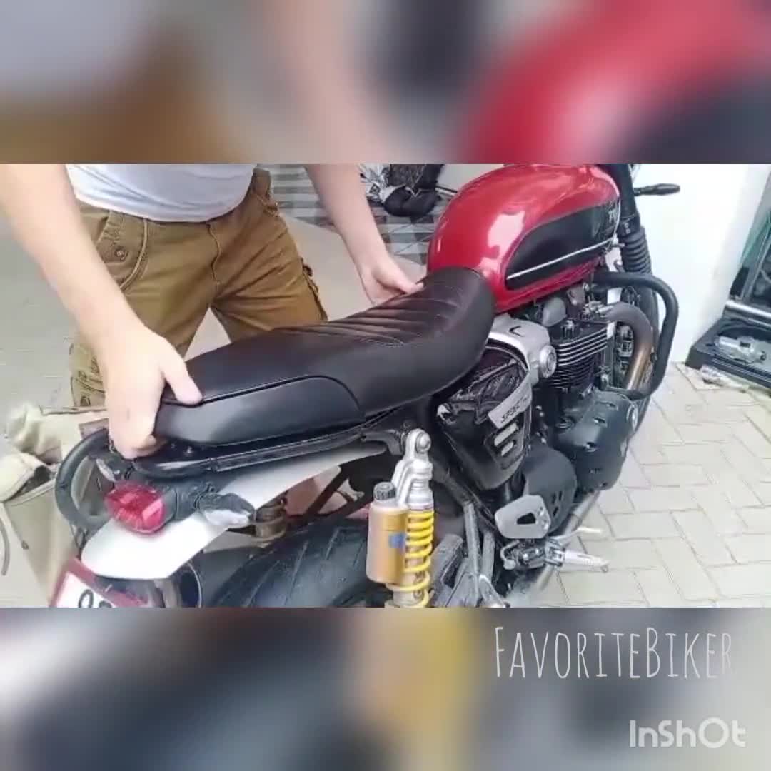 Speed Twin Seats for TRIUMPH Real Leather Kustom Motorcycle SEAT: Speed Twin 1200cc (2019-2025) - Union Jack & Diamond (Seat + Base) video poster