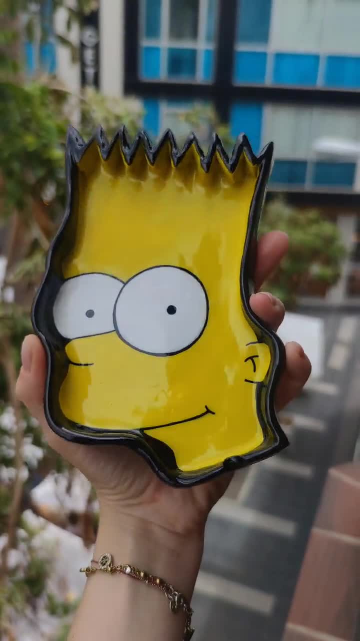 Bart Simpson art/ posacenere in argilla fatto a mano con Bart Simpson/ Il  posacenere dei Simpson