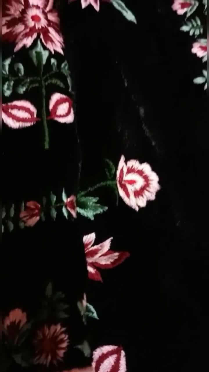 Black Velvet Jacket,multi Colour Floral Embroidery, Embellished
