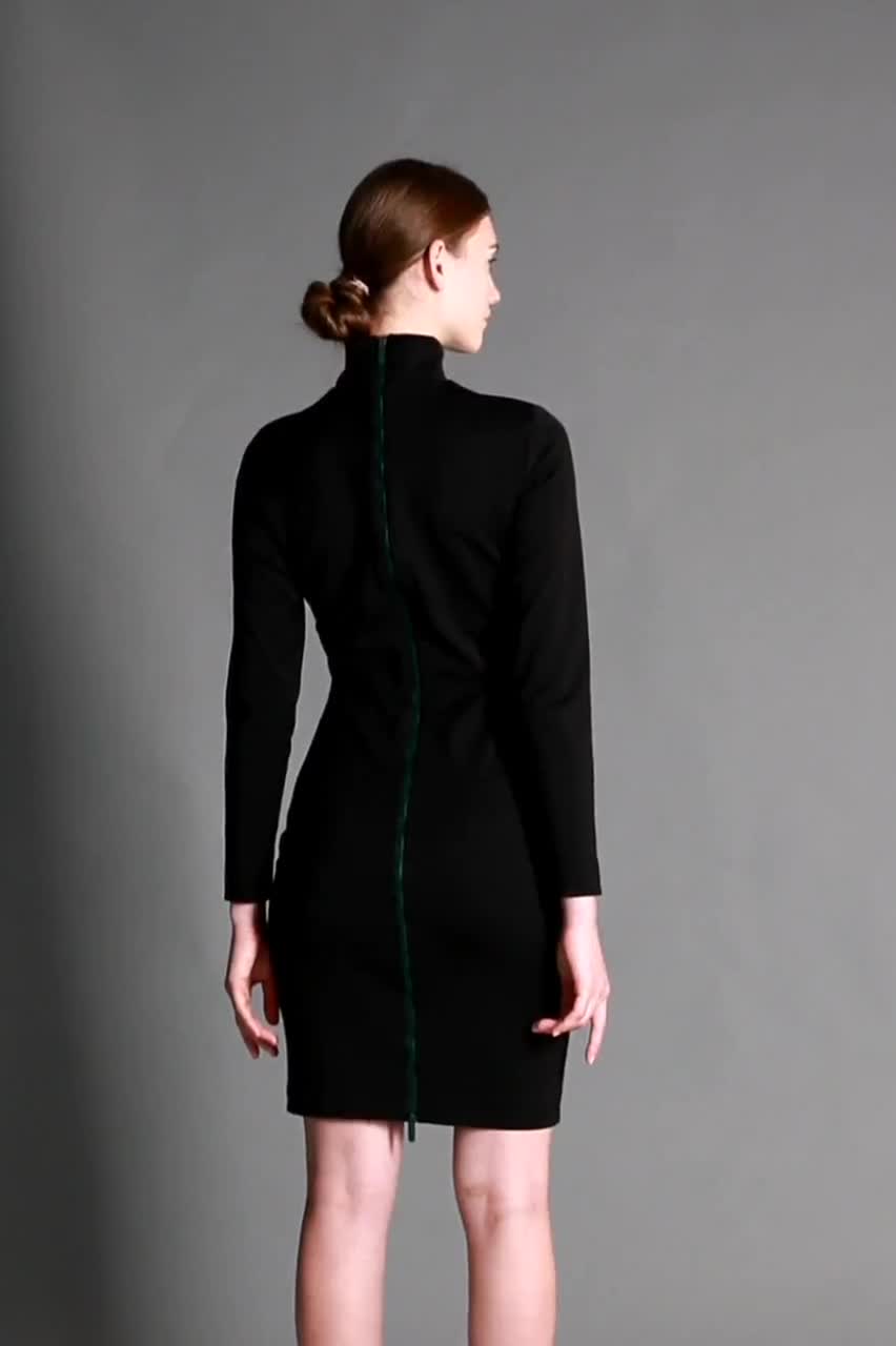 chinese dress ladies Enza Costa Silk Sweater Rib Turtleneck Mini Dress in Black main image 0