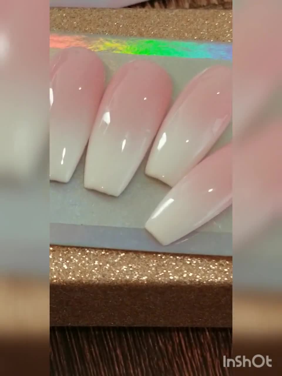 BEAUTIFUL French Nude and White Airbrushed Strong Gel Reusable Press-on  Fake Nail Tips for Best Selling Long Hard Durable Fingernails -  Sweden