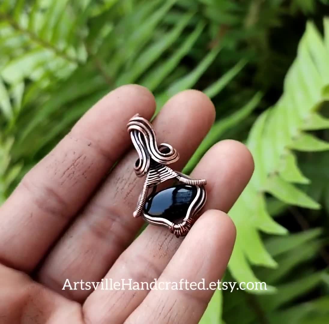 Black Onyx Wire Wrapped Pendant Necklace, Black Onyx Pendant, Wire Wrapped  Jewelry, 5th Anniversary Gift, Witchy Jewelry, Elven Necklace