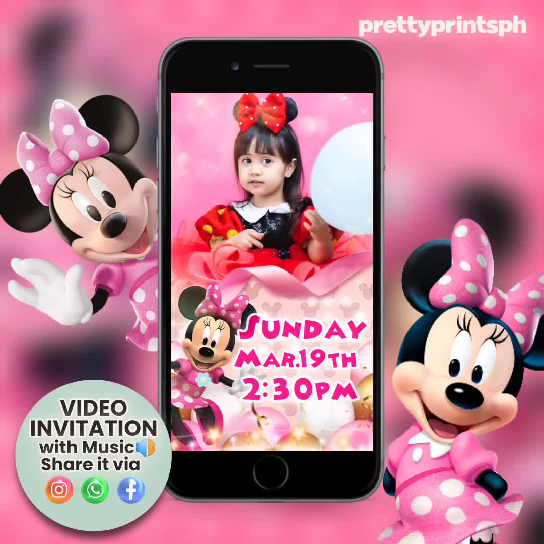 Video Invitación Cumpleaños Minnie Mouse Disney