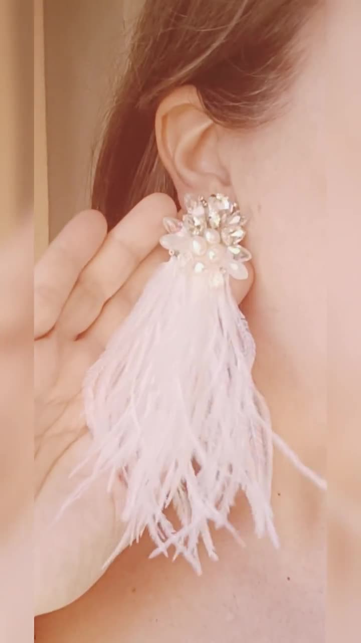 Long Feather Earrings, Ostrich Feather Earrings, Best Gifts for Her, White  Feather Earrings, Red Tassel Earrings, Boho Wedding Earrings - Etsy | Feather  earrings, Pink tassel earrings, Bohemian wedding earrings