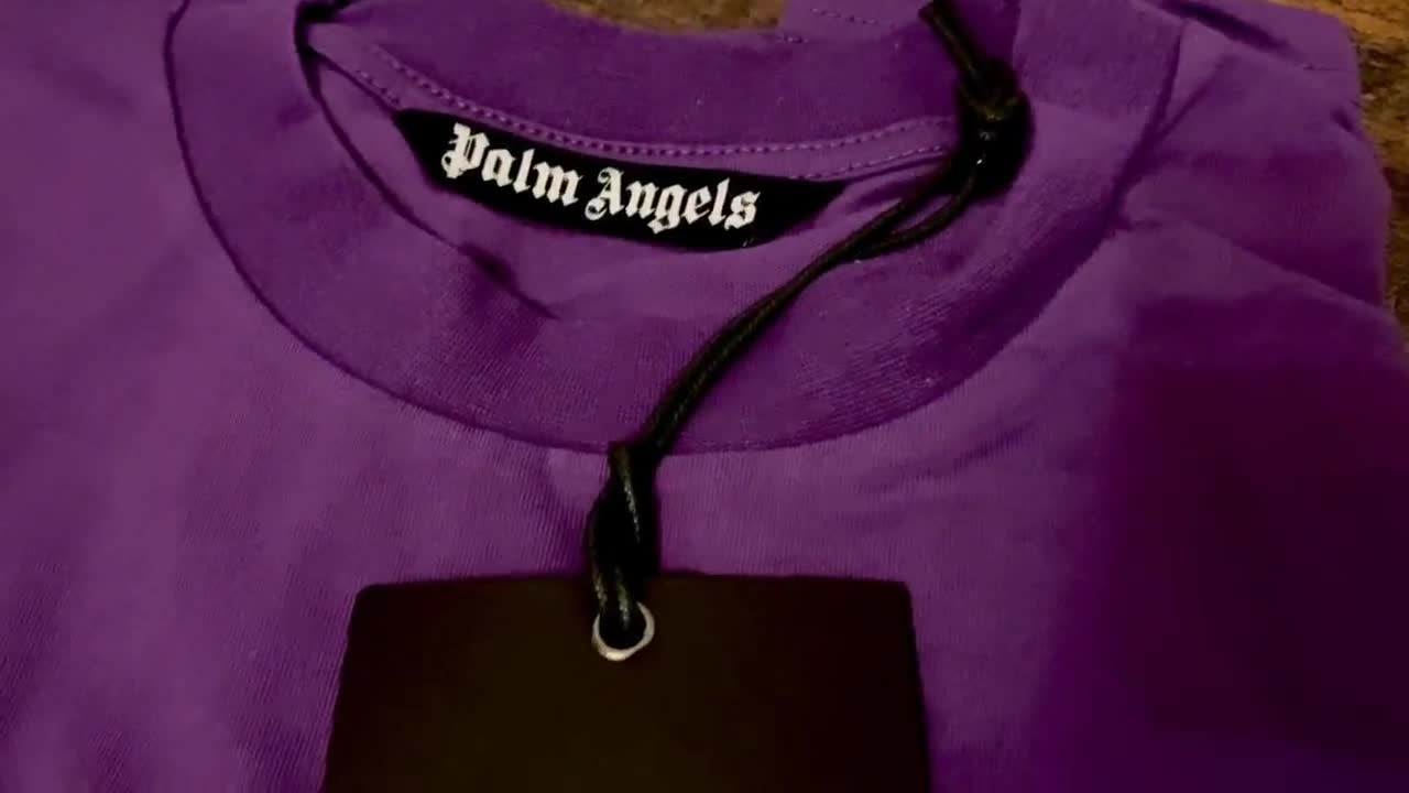 Palm Angels Teddy Bear Print Purple T-Shirt