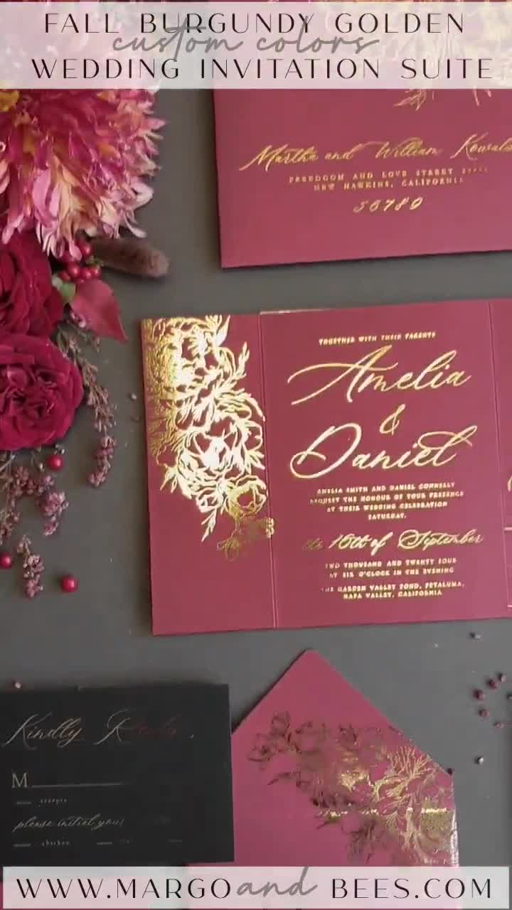 Acrylic Wedding invitation suite, Boho Glam Wedding Invitations