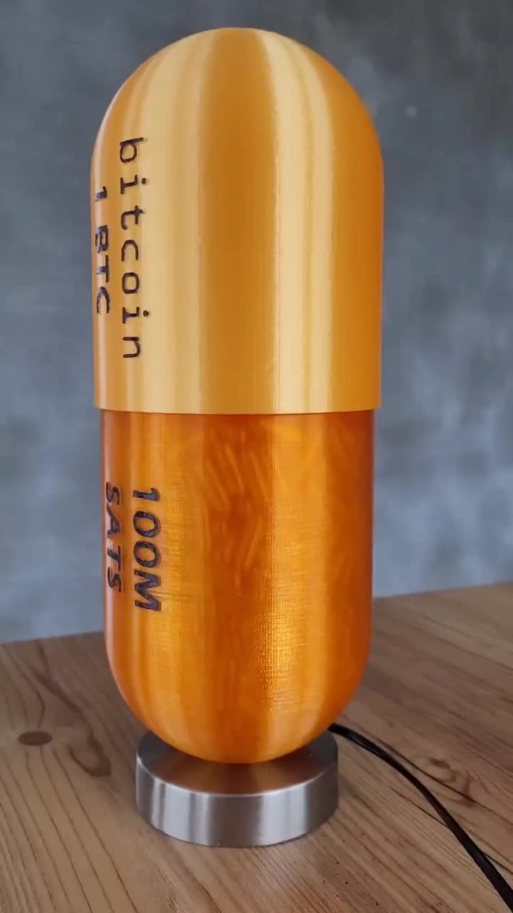One Bitcoin Orange Pill Lamp Design Art Take the Orange Pill - Etsy