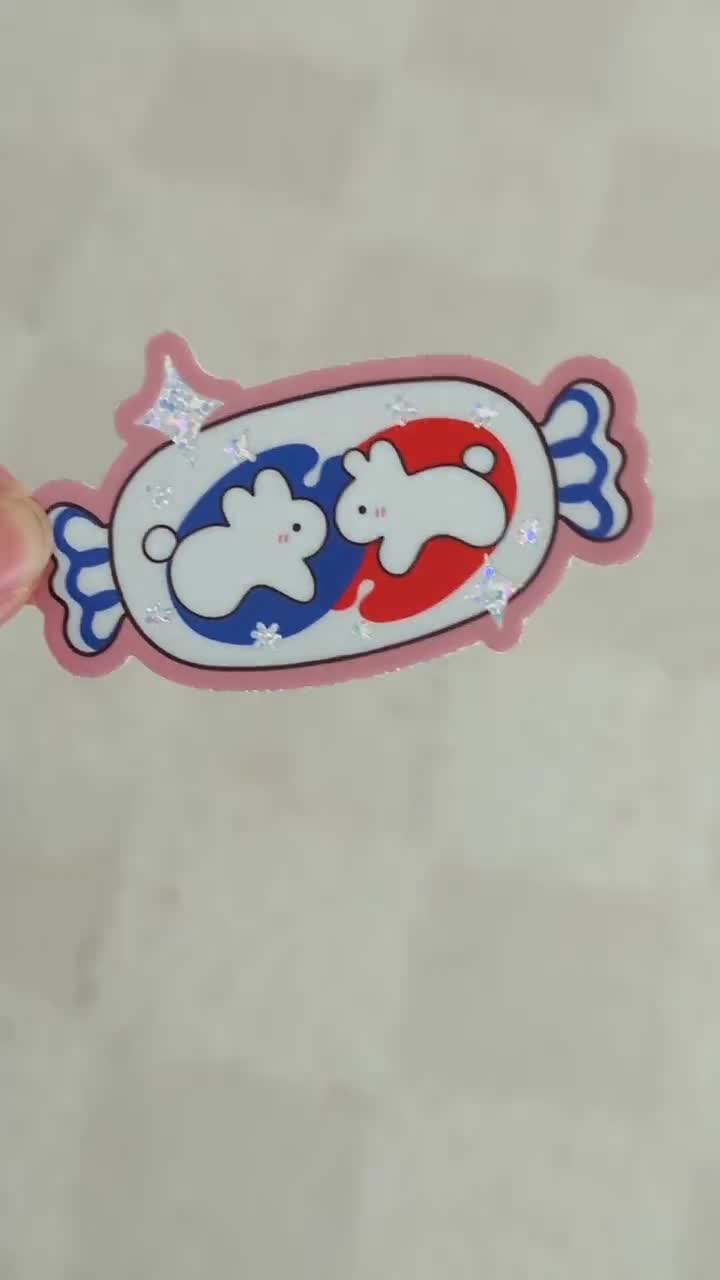 White Rabbit Candy Glitter Sticker| Cute Snow Bunny Chinese