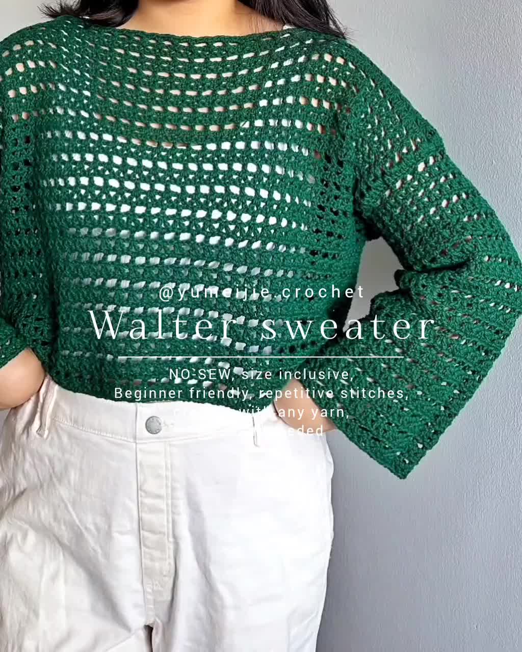 No-sew Crochet Sweater Pattern WALTER Mesh Sweater Crochet Tee