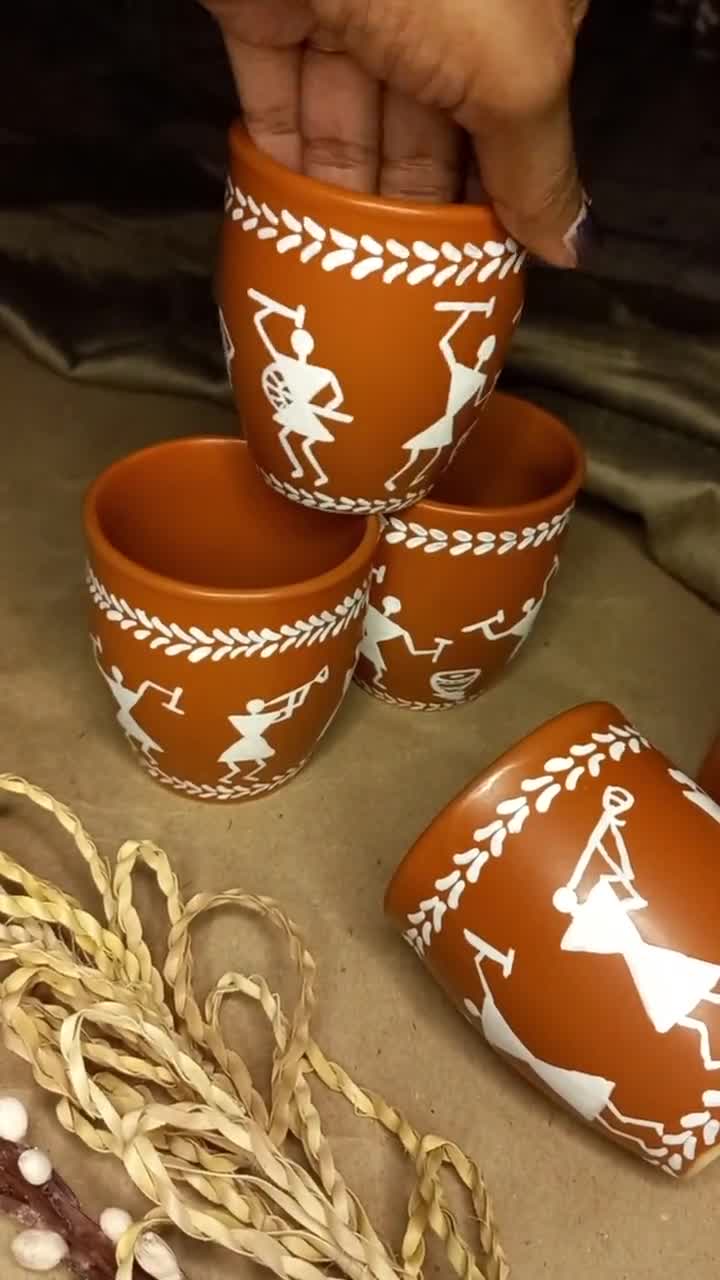 The Earth Store Handcrafted Ceramic Kulhad Cups - Set Of 6 Pastel Multicolor Tea/Coffee Cups, 190ml Each, Reusable For Hot & Cold Drinks - View #8