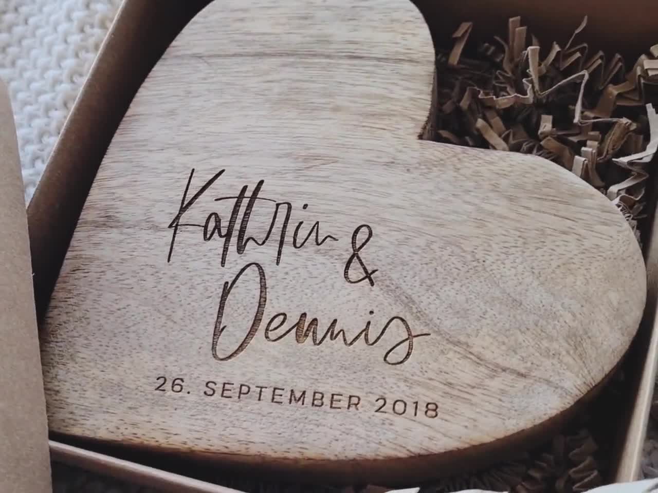 Fagiolo Magico In Scatola Di Legno Personalizzata Con Nomi E Data - Pianta D'Appartamento Con Messaggio I Love You - 2
