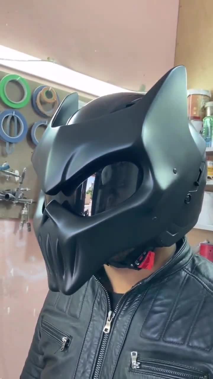 baseball bat motorcycle helmet Skull Batman Motorcycle Helmet: Custom Design, DOT and ECE Certified