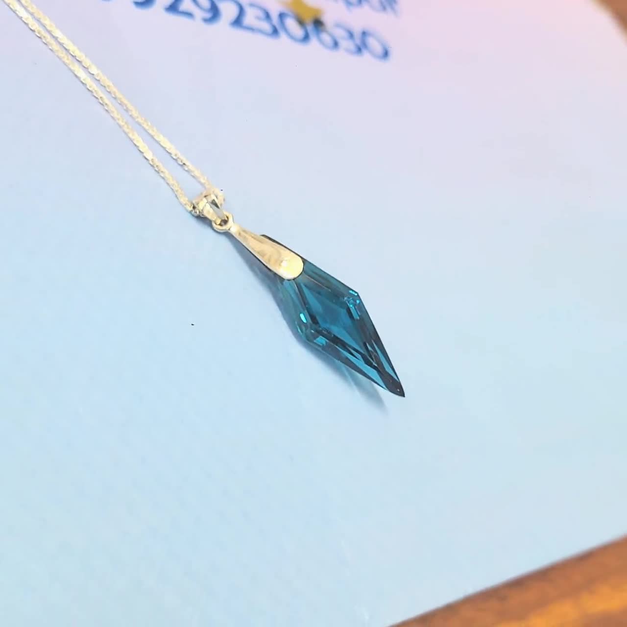 シミズ貴石 スターインカットブルートパーズ　　シルバーネックレス ブルートパーズ ロゼンジカット ペンダント：925 スターリングシルバー