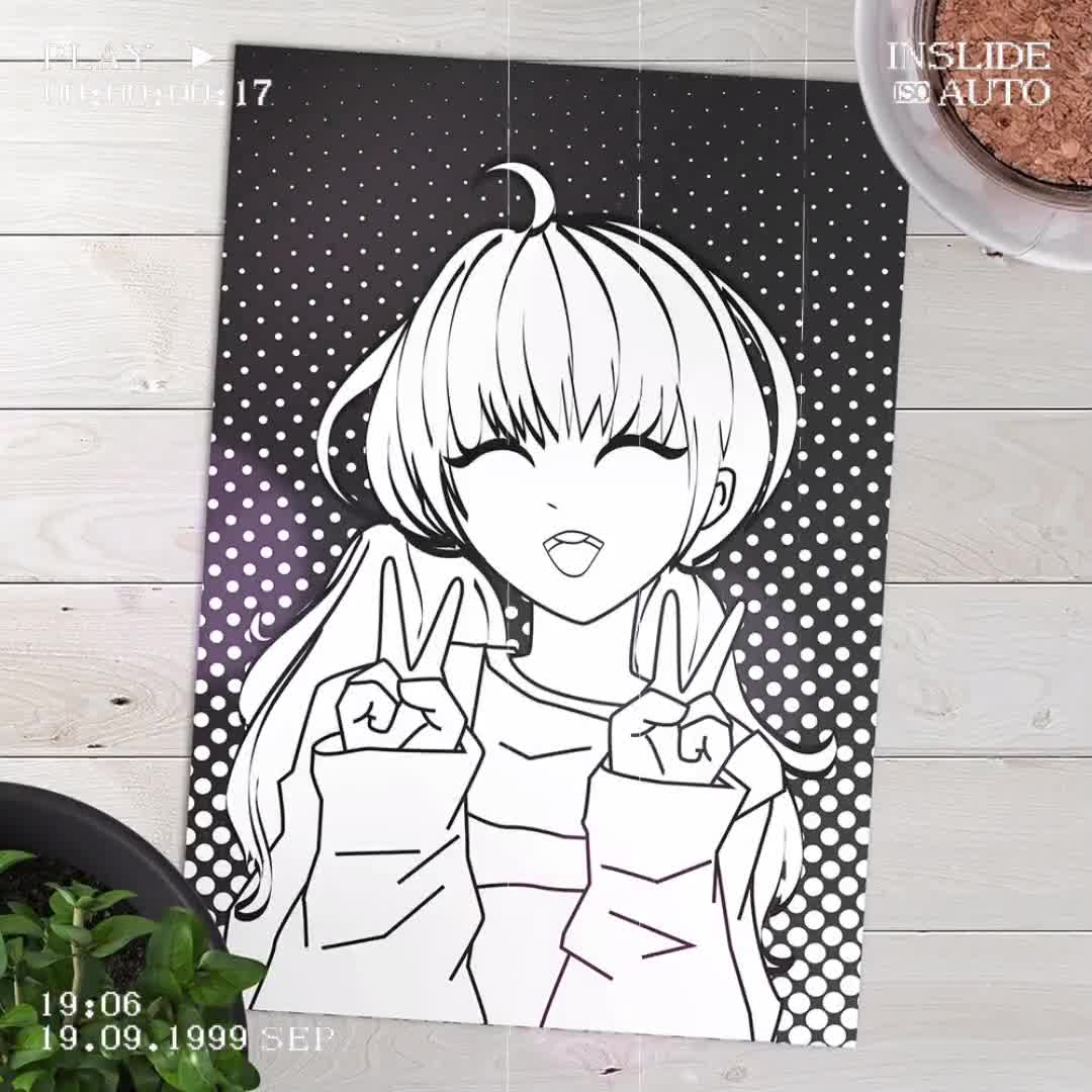 Páginas para colorear de anime, 20 páginas para imprimir, descarga digital, manga para imprimir, tamaño A3, regalo otaku, descarga instantánea 00002 video poster