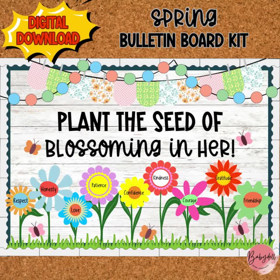 Spring Bulletin Board Classroom Themes Decoration Sets 73-Pc Kit - 3D ...