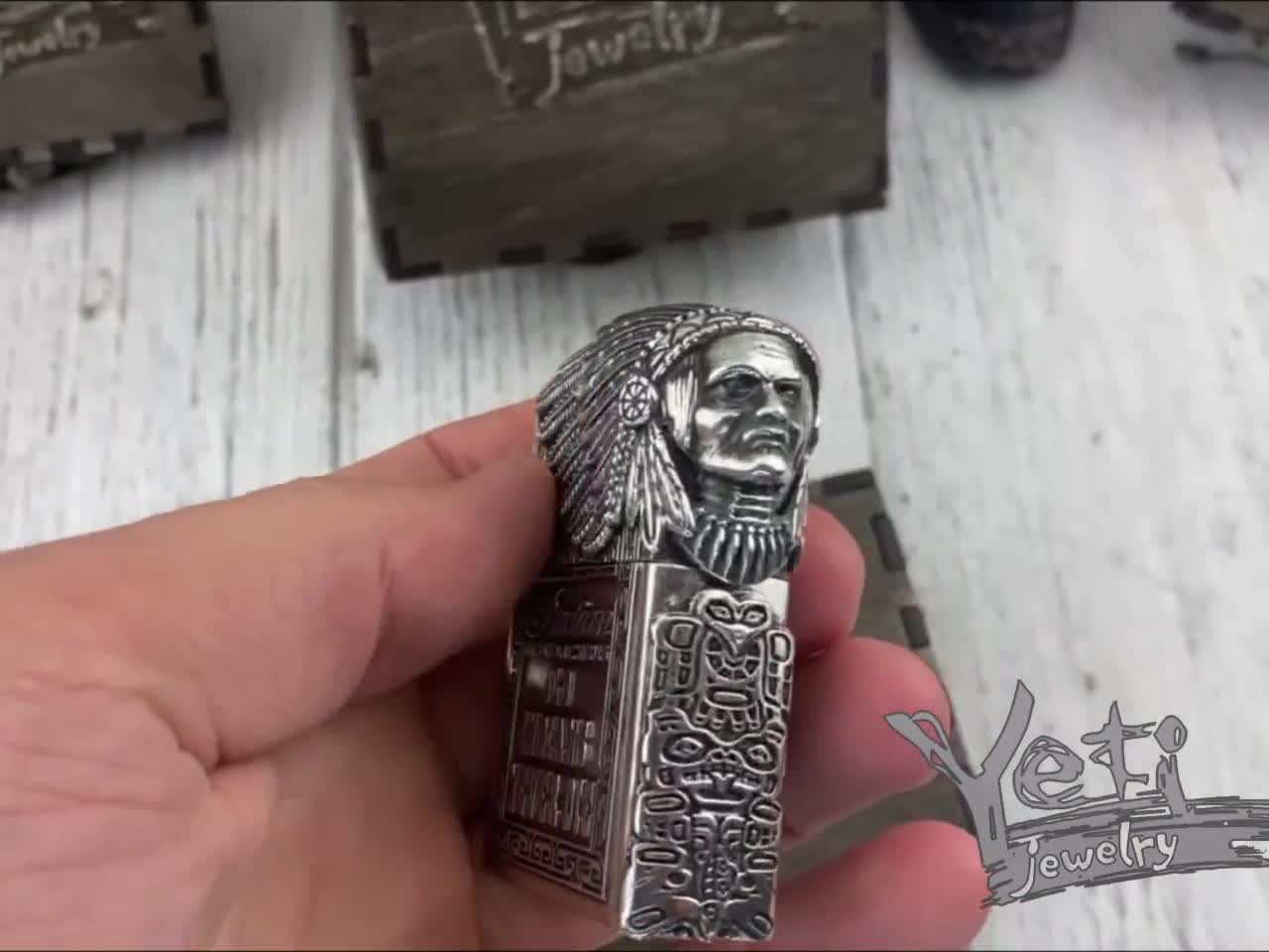 Silver Indian Chief Zippo Lighter Gift for Motorcycle Biker