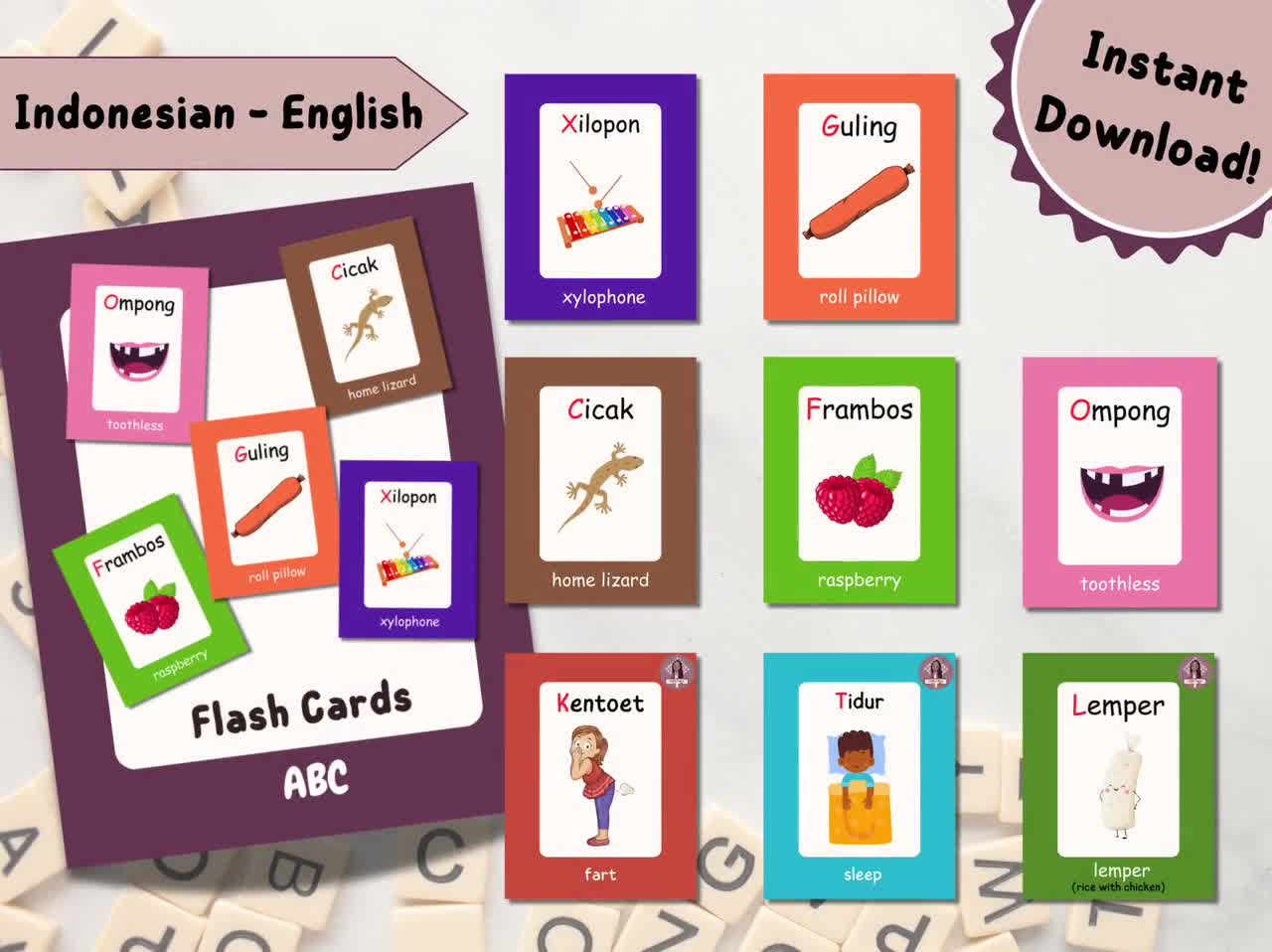 Indonesian, English, Digital Download, Flashcards, Printable, Language  Learning, Educational Games, Indonesia, Teaching Materials, Montessori -  Etsy